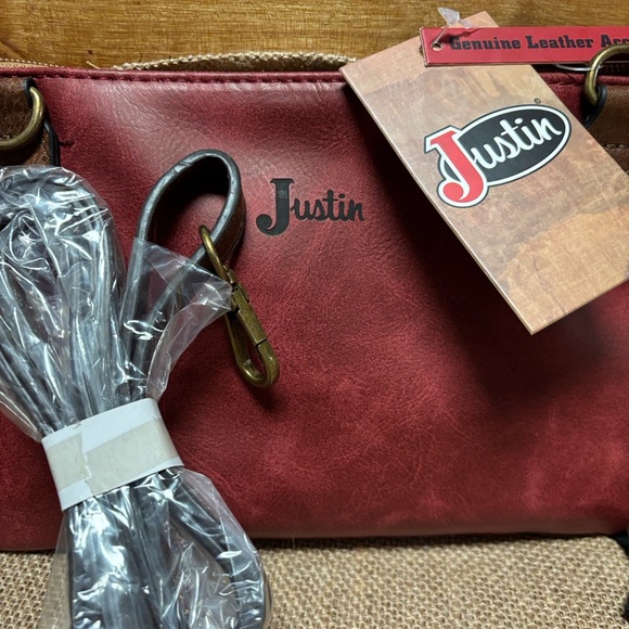 NEW Justin Boots Tan and Black Leopard Print Bag - Picture 1 of 14
